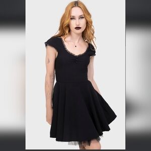 Killstar Black Mini Dress with Lace Trim